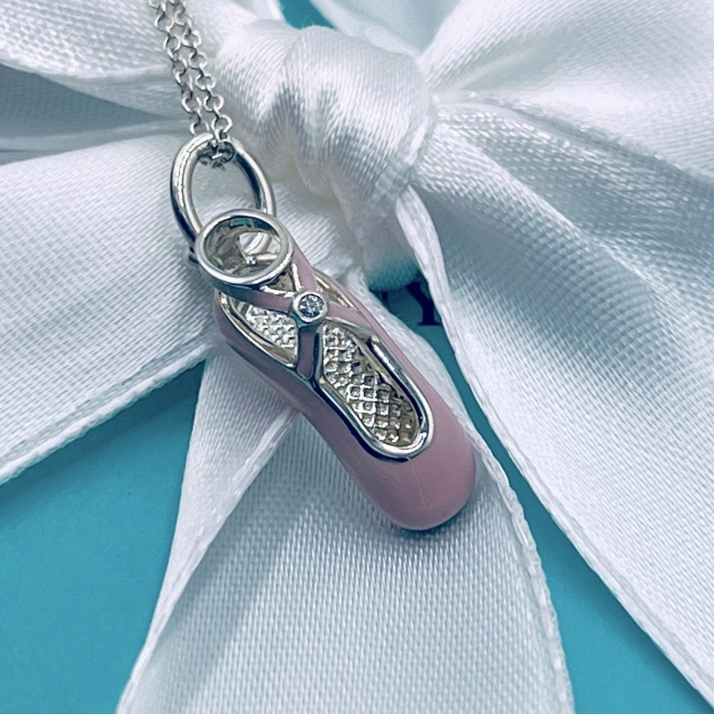 Tiffany & Co. Pink Ballet Slipper Pendant Necklace